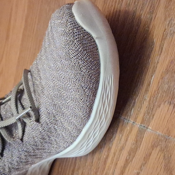 You By Skechers Women's Knit Lace-Up Slip-On Sneakers in Sparkly Taupe and White - Picture 10 of 16